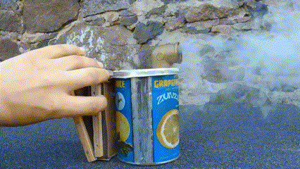 DIY smoker puffing smoke